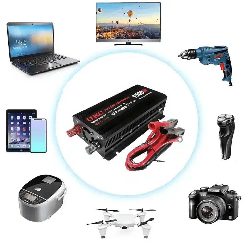 Автомобильный инвертор 1500 Вт, 12–220 В, 2×USB, чистый синус / Инвертор для котла и техники