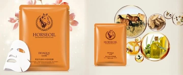 Зволожувальна маска для обличчя Bioaqua Horse Oil Replenishment Sparkling Mask 30 г