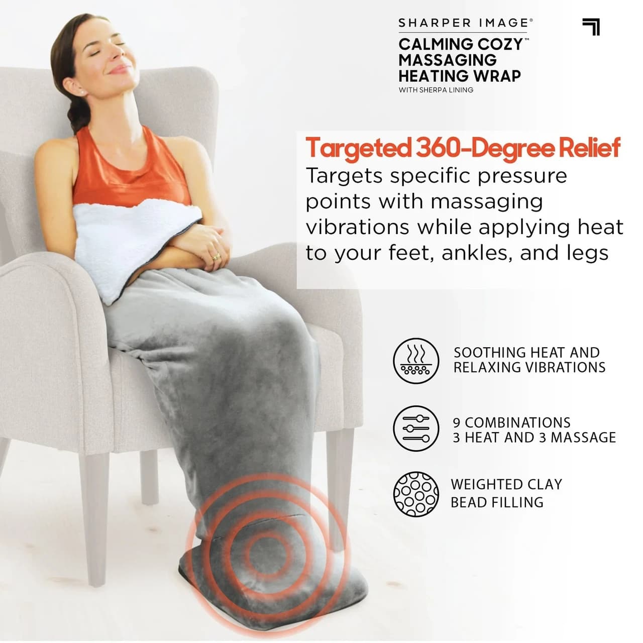 Sharper Image Calming Cozy Massaging Heated Blanket LY-19