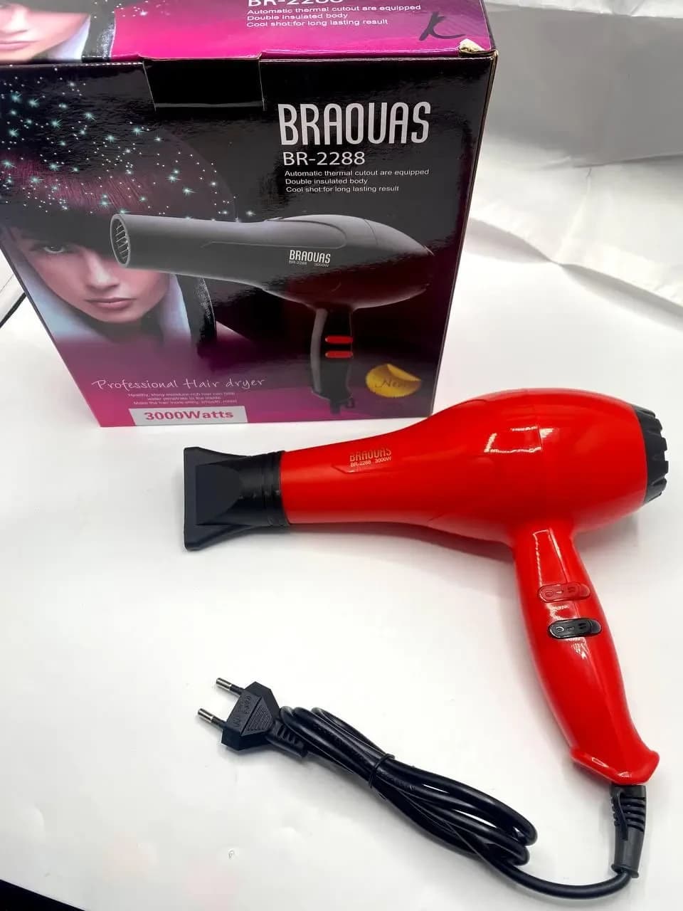 Фен для волосся із захистом від перегріву Braouas br-2288 3000w