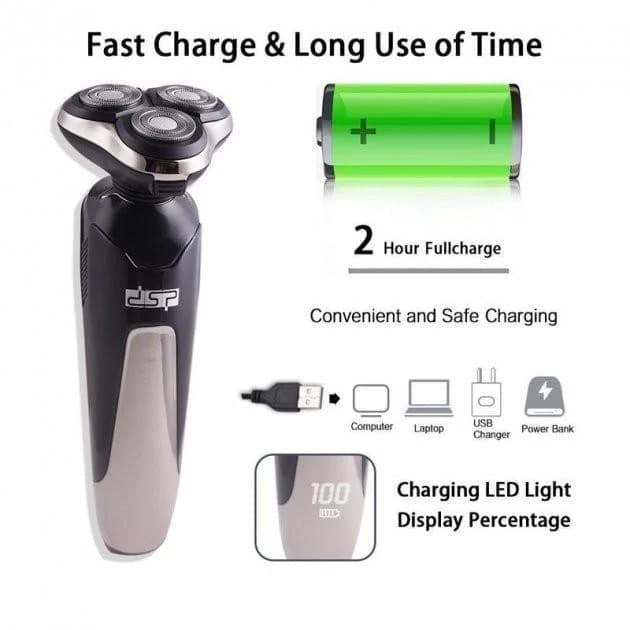 Electric Shaver with Floating Blades DSP 60017 for Wet Shaving of Face and Beard