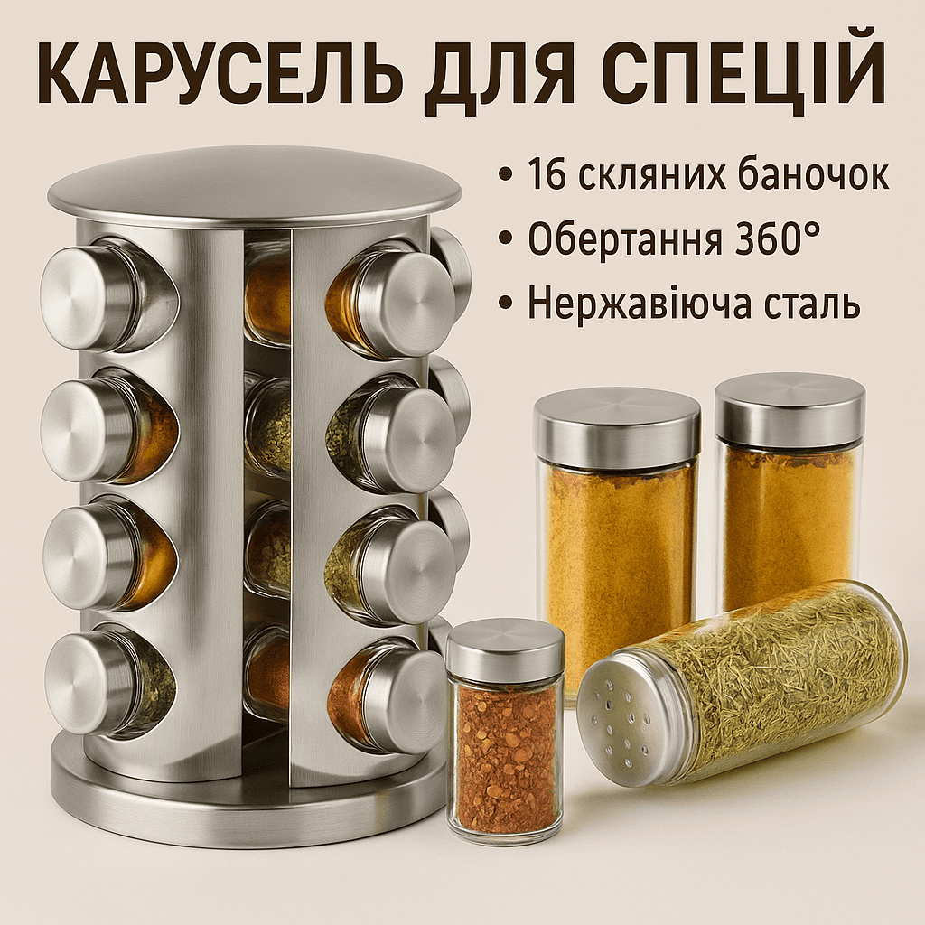 УЦЕНКА! Набор для специй Spice carousel, 16 емкостей (баночек) (Плохая упаковка 3356)