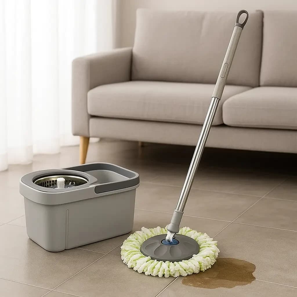 CLEARANCE! Self-Wringing Mop with 10L Bucket + 2 Attachments, Gray (Poor packaging 3401)