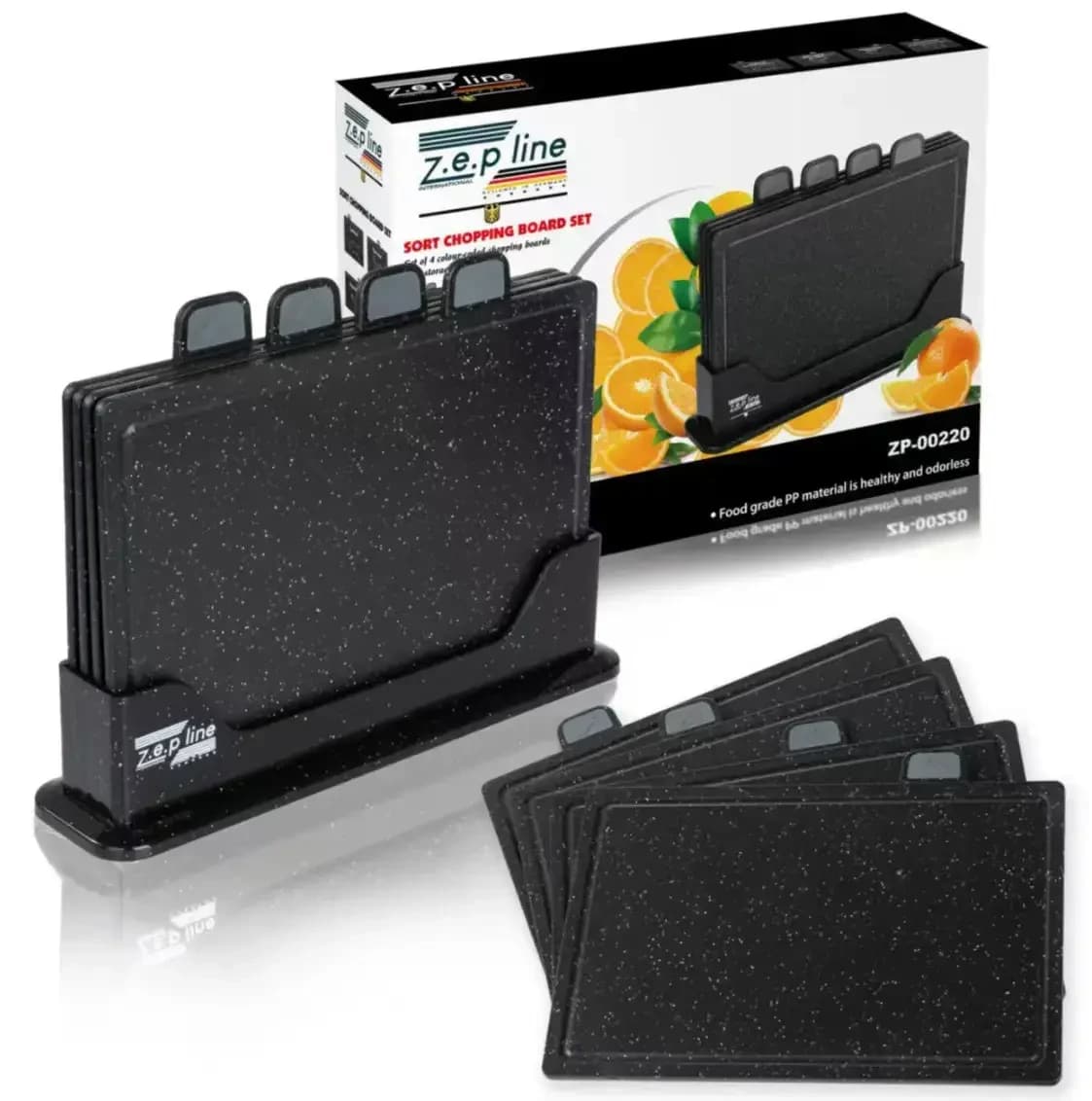 CLEARANCE! Zepline ZP-00220 Cutting Board Set, Black (Poor packaging, stand damage 3450)