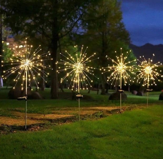 Фонарь садовый Фейерверк газонный на солнечной батарее, 90 led, 8 режимов (2 шт в комплекте)