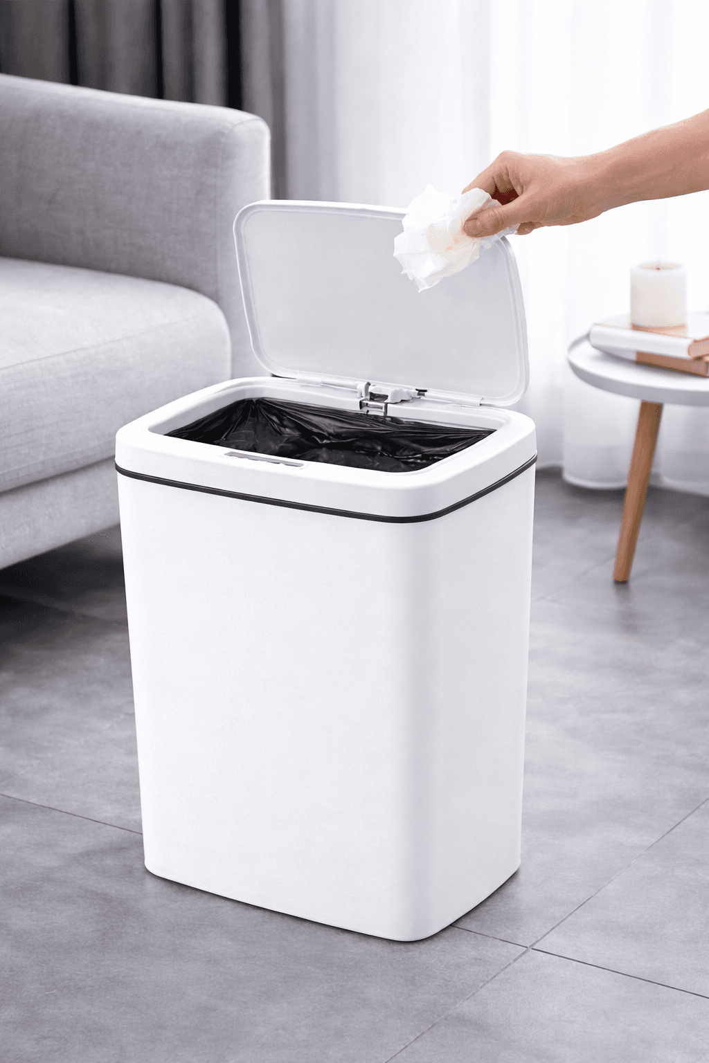 Ведро для мусора со смарт-датчиком приближение Smart trash can 6л Белый