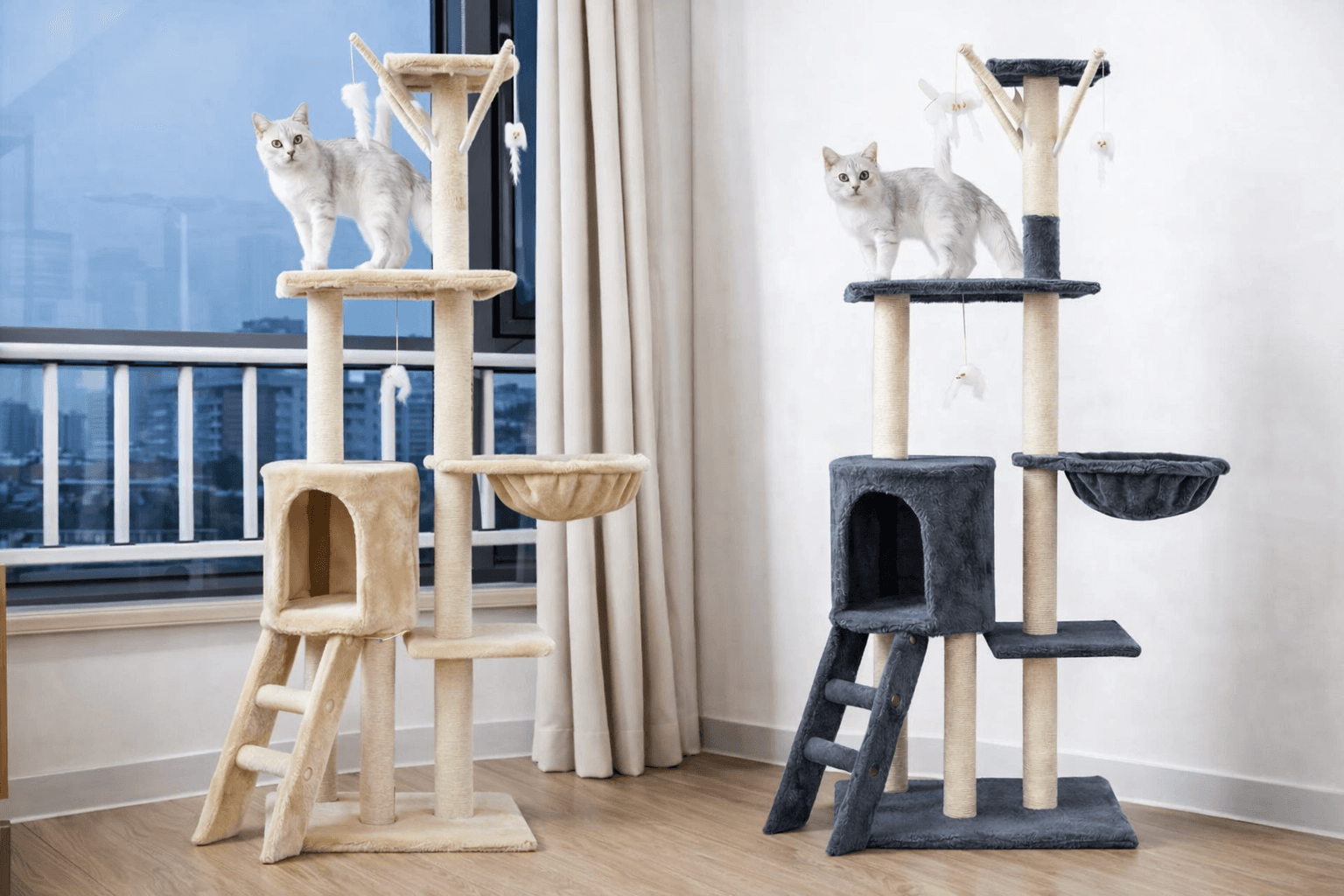 Игровой комплекс для котов с когтеточкой и домиком 5 уровней