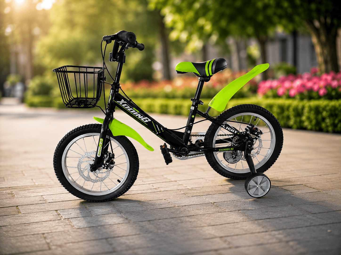 Велосипед XDDING R20 Зеленый / Детский велосипед с корзинкой