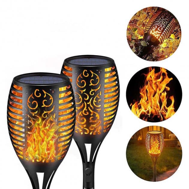 Фонарь садовый светильник на солнечной батарее 80 см Solar flame