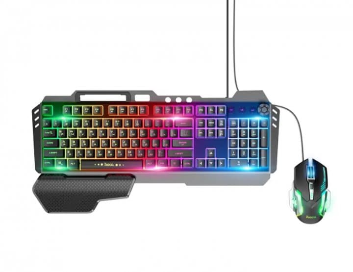 Клавиатура игровая проводная Hoco GM12 клавиатура и мышка с подсветкой LED RGB, Игровой комплект для ПК