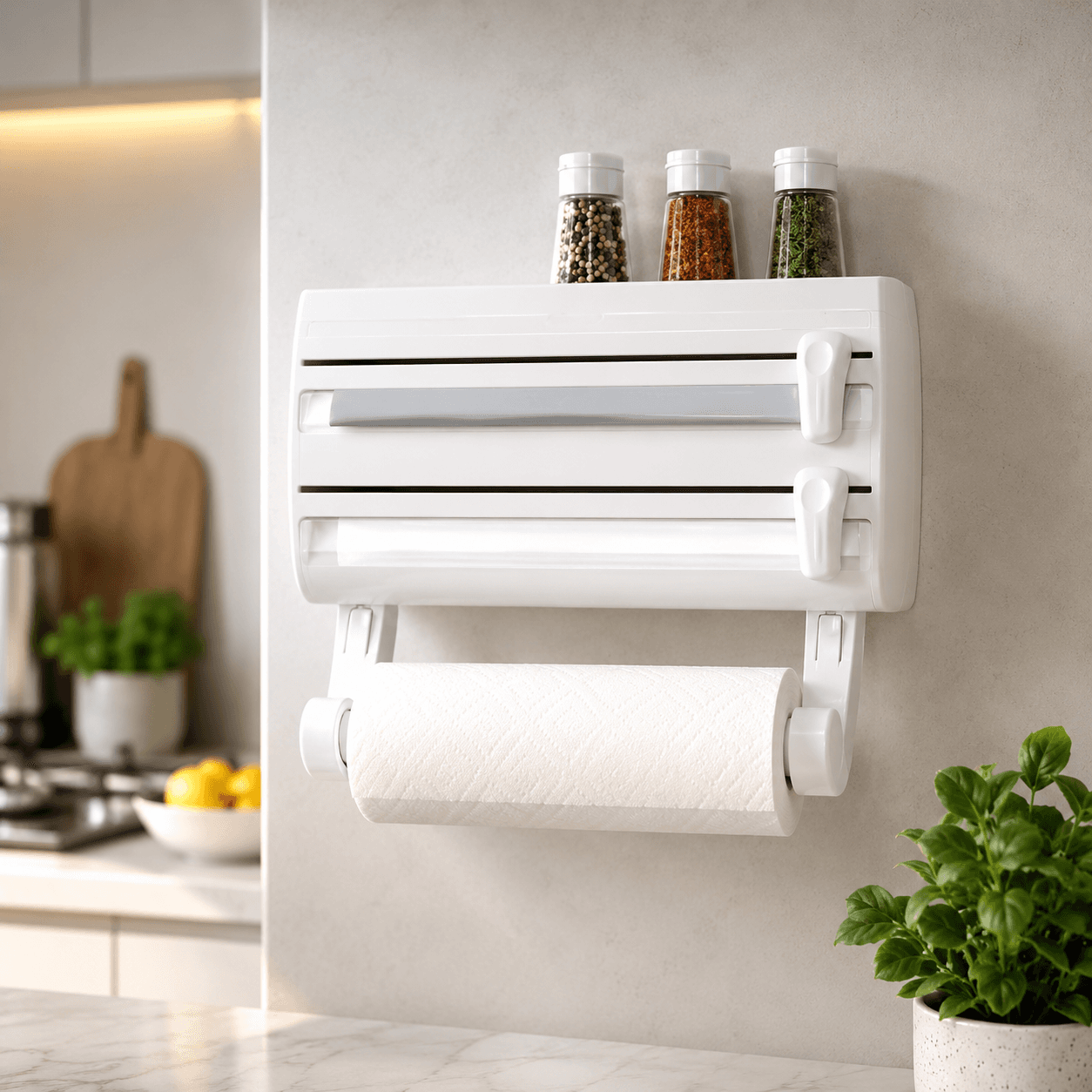 Кухонный диспенсер для пленки, фольги и полотенец Kitchen Roll Triple Paper dispenser, держатель для полотенец