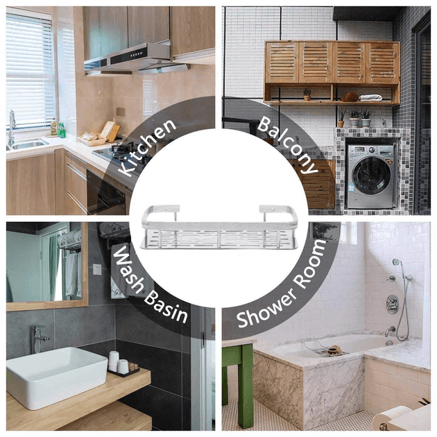 Металлическая полка для ванной самоклеющаяся Bathroom shelf до 10 кг GREY