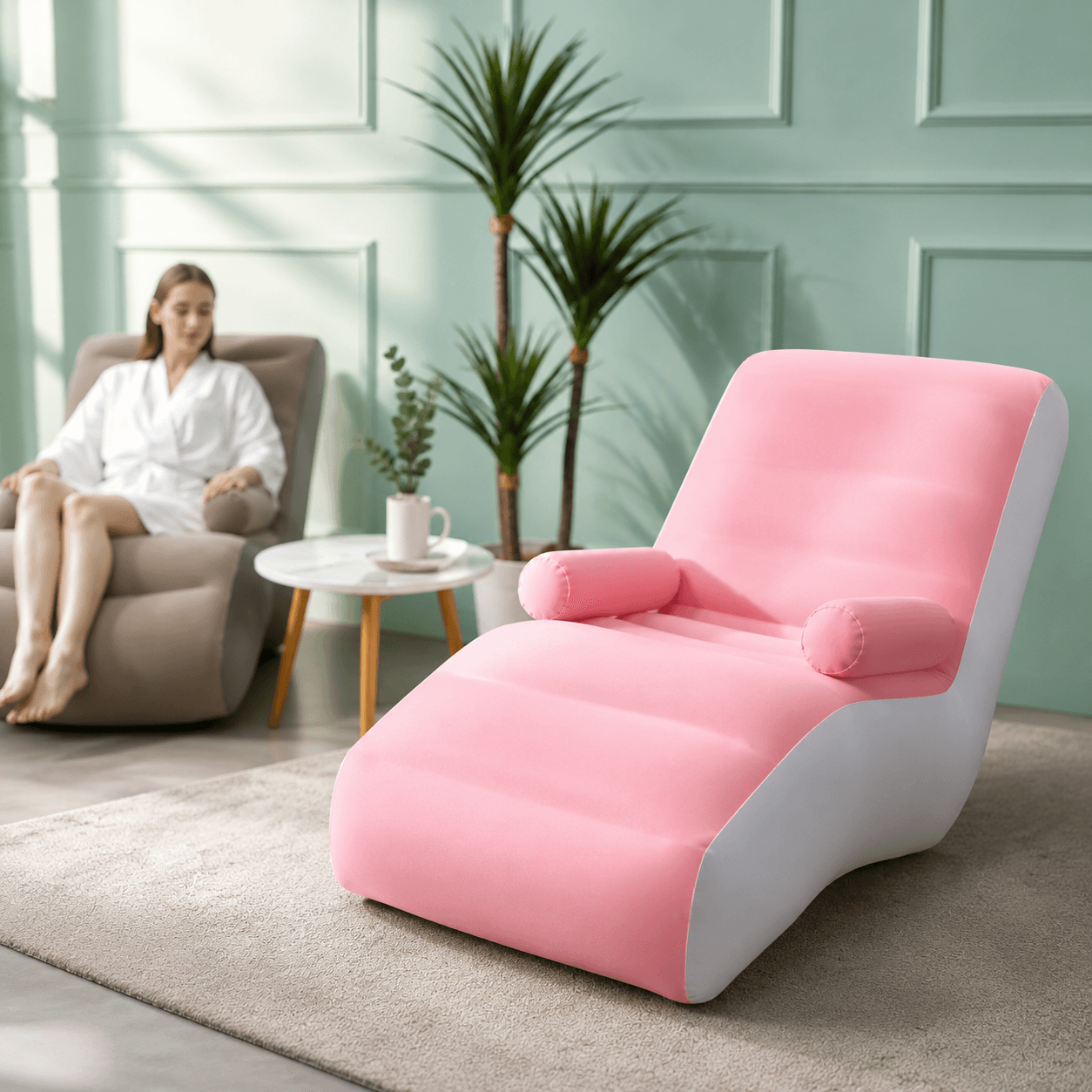 Надувной диван с подлокотниками Inflatable Sofa / Портативное складное кресло для дома, дачи, туризма и отдыха, 140х85х80 см