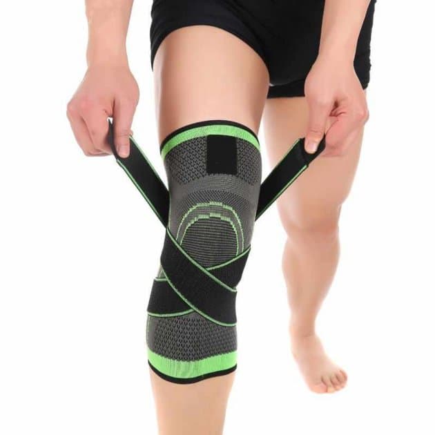 Наколенник Бандаж коленного сустава Knee Support Copper Черно-зелёный фиксатор колена Компрессионный от травм растяжений