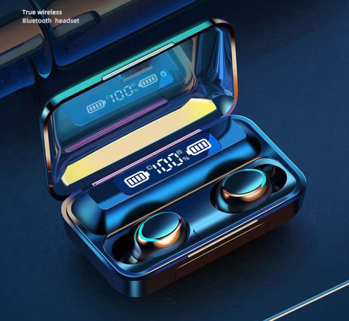 Наушники F9 TWS V5.0 Беспроводные сенсорные Bluetooth с индикатором заряда водонепроницаемые черные (NB-1)