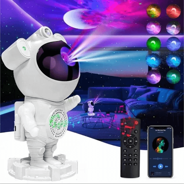 Ночник проектор звездного неба Астронавт с Bluetooth колонкой Sky Star Astronaut Bambi ZZ-202