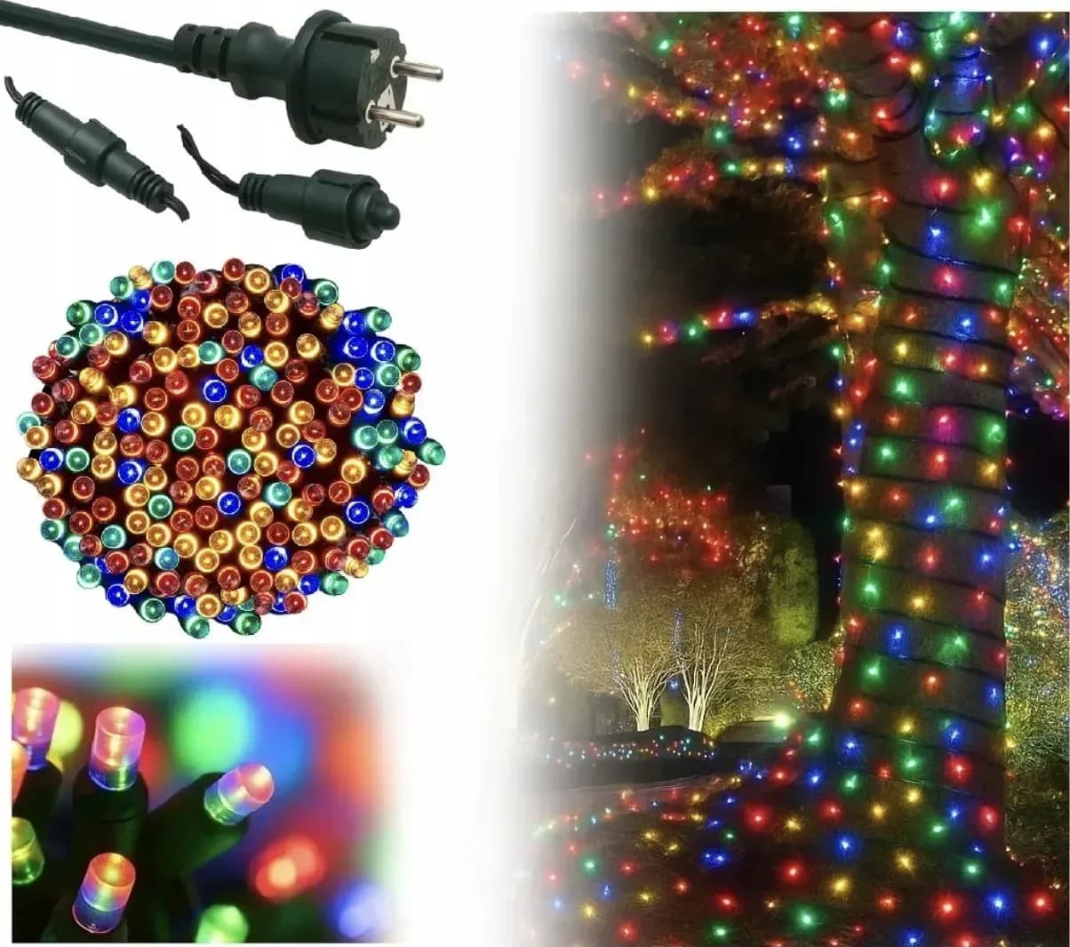 Светодиодная Гирлянда нить 401 led RGB разноцветная (черный провод)
