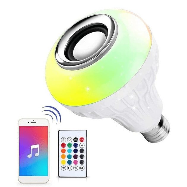 Светодиодная лампа с Bluetooth колонкой Bulb 12Вт в патрон Е27, RGB светильник с динамиком и пультом PRP