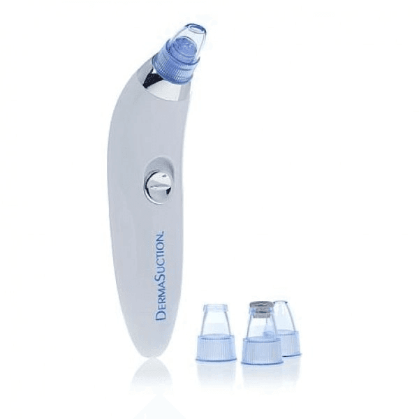 Вакуумний очисник Derma suction DS Vacuum для професійної чистки шкіри та пор обличчя - легкий компактний зручний прилад у використанні + 4 насадки, Білий