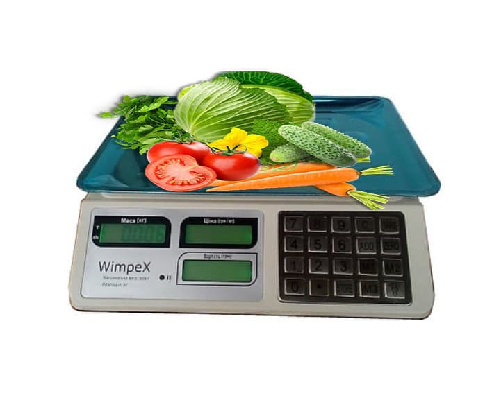 Весы торговые Wimpex WX-5004 до 50 кг с металлическими кнопками на батарейках