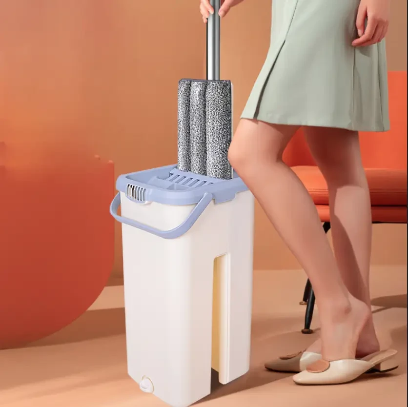Self-Wringing Mop 5 L Hand Free Cleaning Mop 2-in-1 with Automatic Wringing, Beige