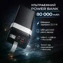 Photo 4 — Power Bank Awei J86 80000mAh черный • Повербанк Awei J86 80000mAh 22.5W с быстрой зарядкой PD/QC, дисплеем и фонариком