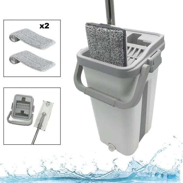 Швабра с ведром комплект Scratch Cleaning Mop с автоматическим отжимом и складной ручкой