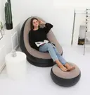 Фото 2 — Надувний диван – ліжко AIR SOFA Надувне велюрове садове крісло з пуфом для відпочинку