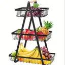 Photo 3 — Настольная трехъярусная корзина - фруктовница с деревянной ручкой Triple Fruit Basket