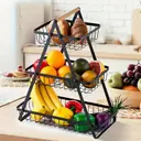 Photo 4 — Настольная трехъярусная корзина - фруктовница с деревянной ручкой Triple Fruit Basket