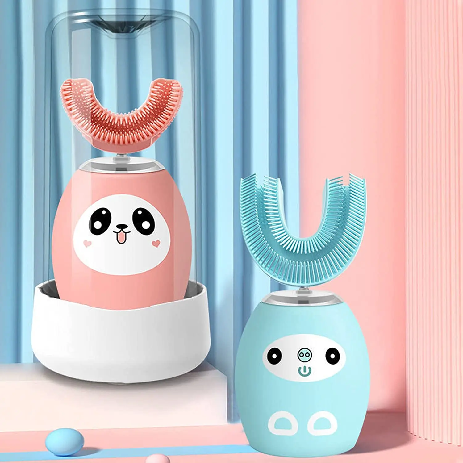Дитяча зубна щітка U-shaped electric toothbrush ∙ Електрична ультразвукова силіконова щітка – капа для дітей