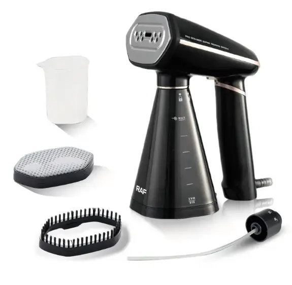 Steam Handheld Vertical Iron-Brush RAF R-1272 Powerful Garment Steamer for Clothes, Garments and Linens with Attachments for Delicate Fabrics