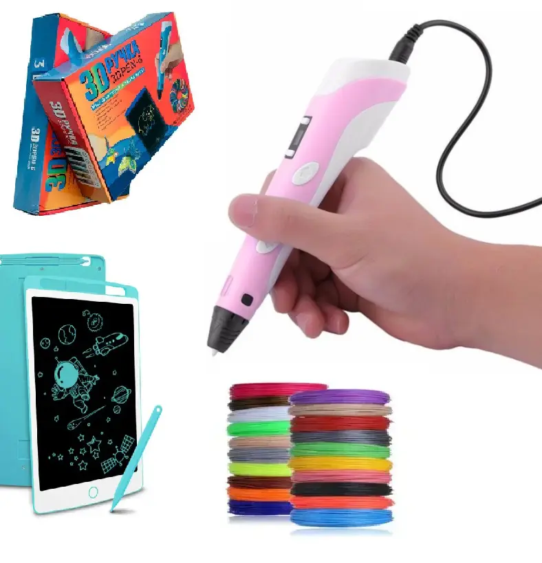 3D-ручка Pen-6 з LCD дисплеєм, графічний планшет, трафарети, 100 м пластику в комплекті