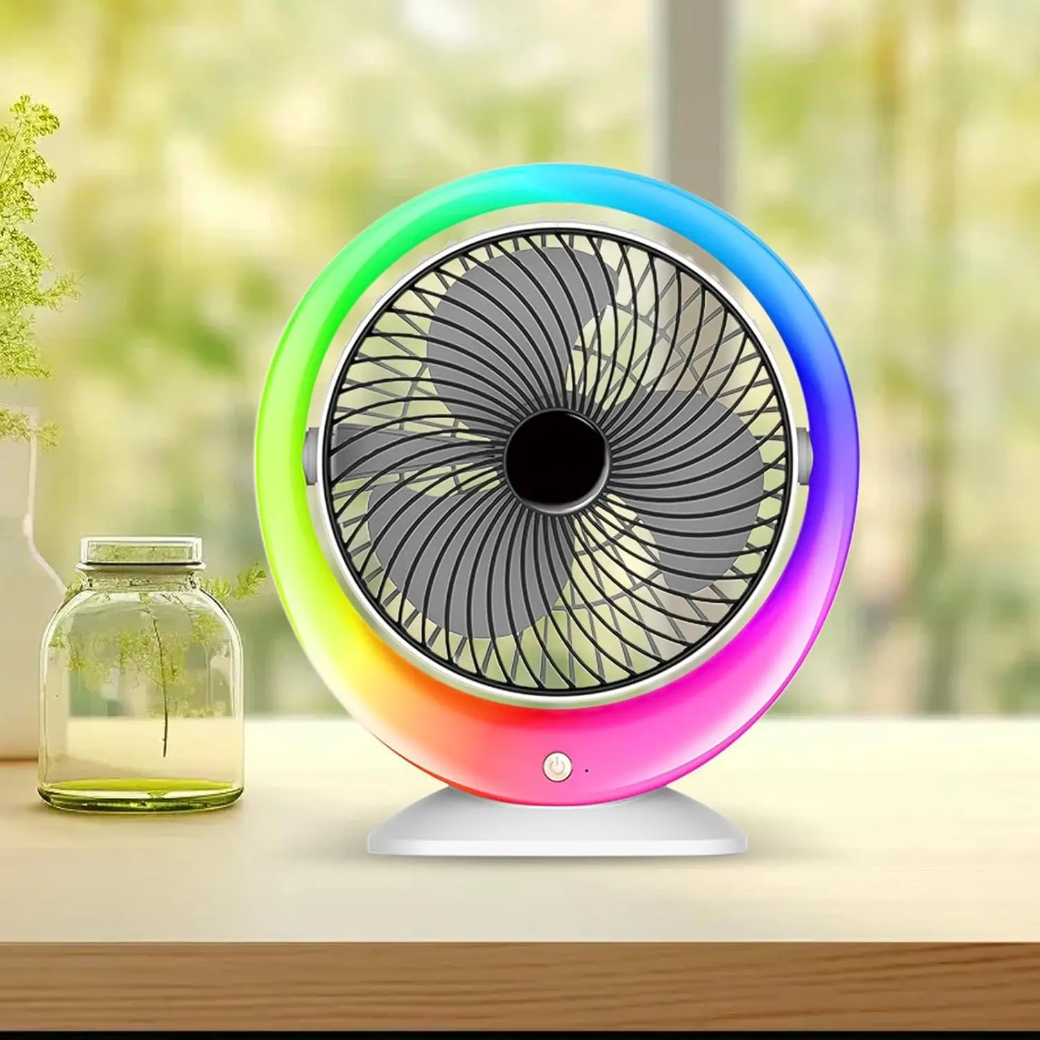 Настольный вентилятор с подсветкой Mini fan VU-04 • Мини-вентилятор с батареей 1200 мАч LED подсветкой и 3 режимами обдува