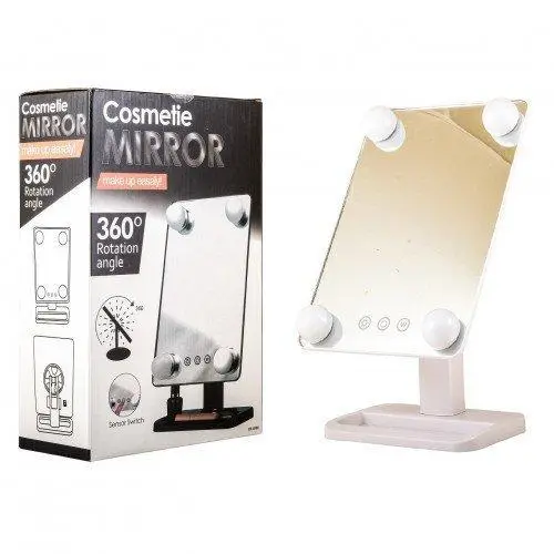 Compact mirror MCH Cosmetie Mirror 360 Rotation Angel, LED-lit for makeup, white, ul-8999