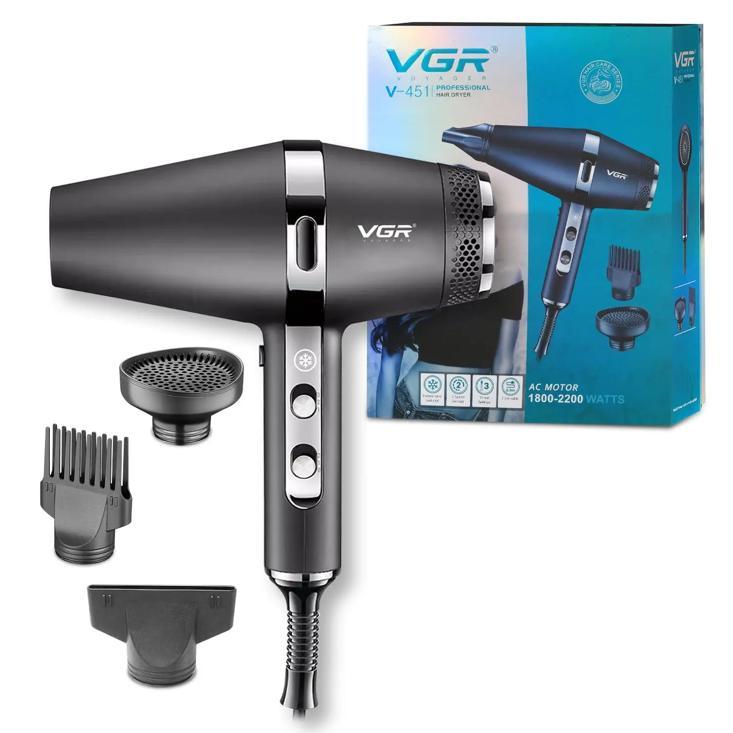 Professional hair dryer VGR V-451, 2200W