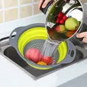 Photo 2 — Силиконовые складные друшлаки - корзины со сливом для мытья овощей, фруктов ∙ Комплект из 2 штук