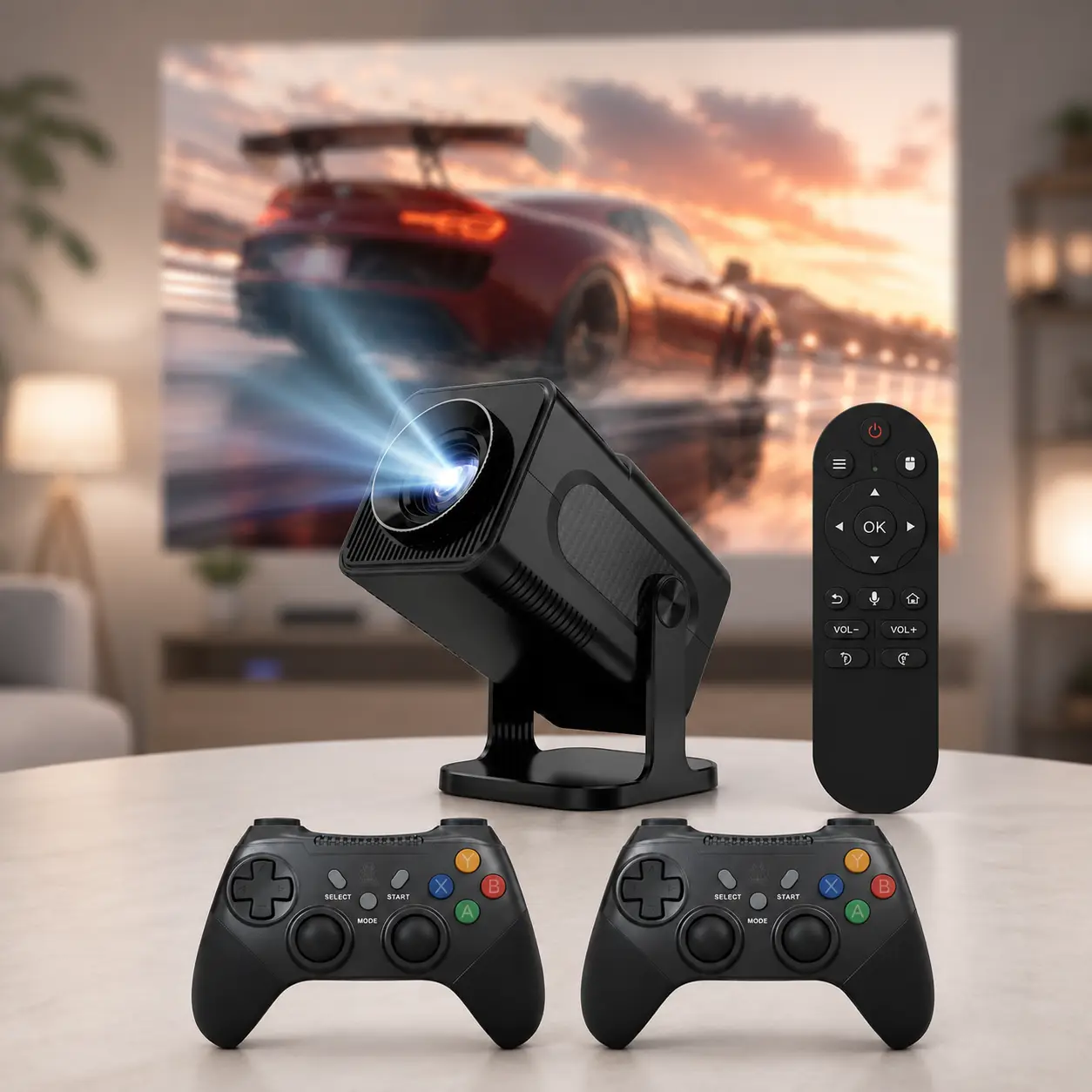 Smart projector HCS350 Pro AND HA-196, 36000 games, Wi-Fi 5G, Bluetooth, HDMI, Android 12, 2 gamepads