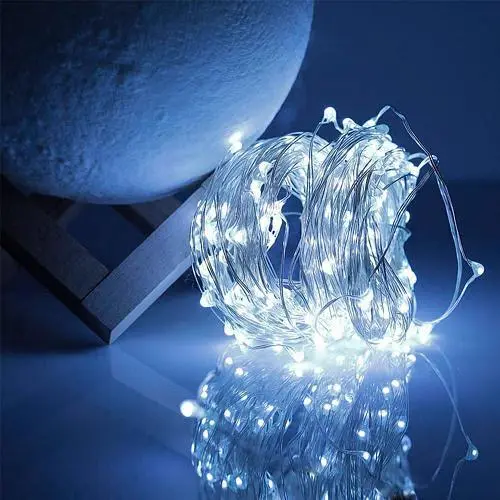 LED Dew Drop String Lights, 3 m, battery-powered, cold white