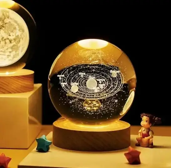 Кришталева куля-нічник LED 3D "Сонячна система"