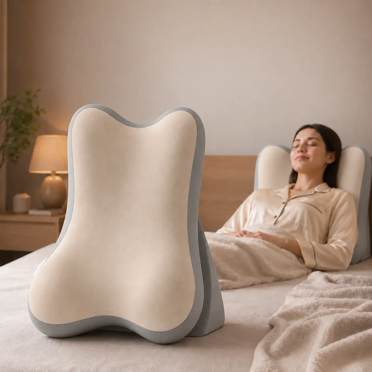 Ортопедична подушка-трансформер Memory Foam 26X-194 для спини та попереку, сіра, регулювання кута нахилу