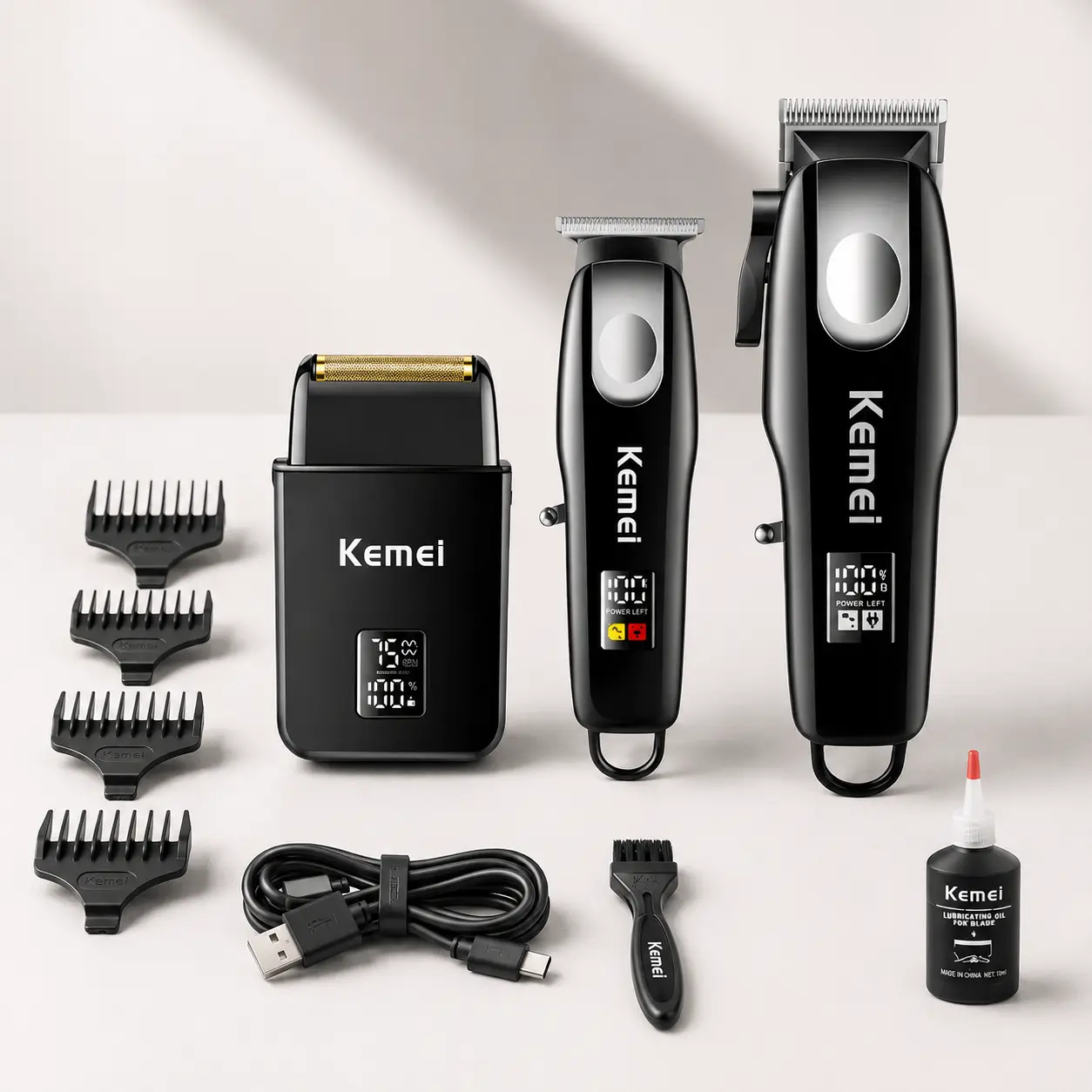 Набір для стрижки волосся Kemei KM-8531, 3 в 1 (машинка, тример, шейвер) з насадками