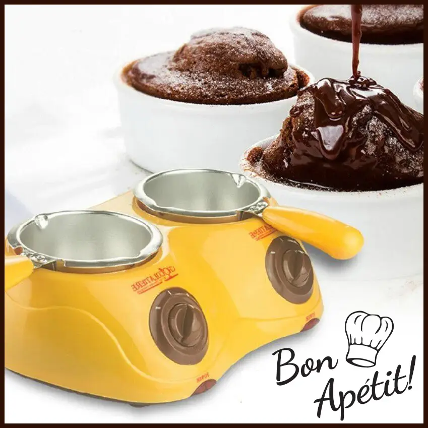 Electric Fondue Set with Two Bowls Chocolatiere