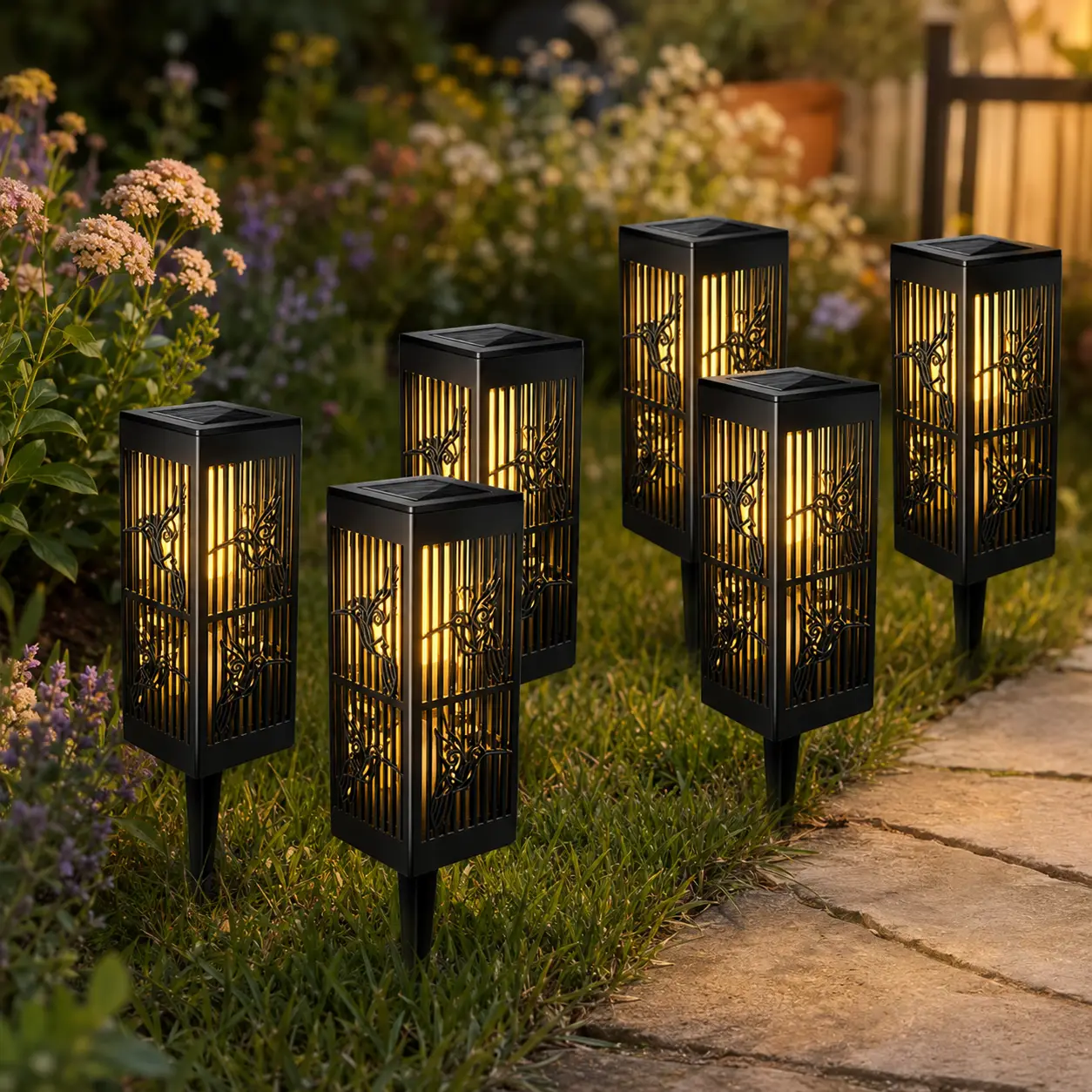 Solar Garden Lights, Warm White, Set of 6