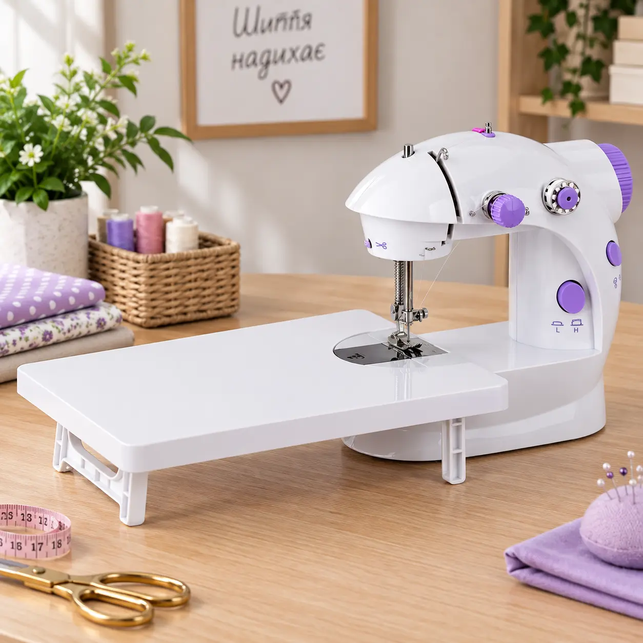 Міні швейна машинка Sewing Machine 202A з педаллю / Швейна машинка FHSM 202 A з дошкою від мережі та батарейок