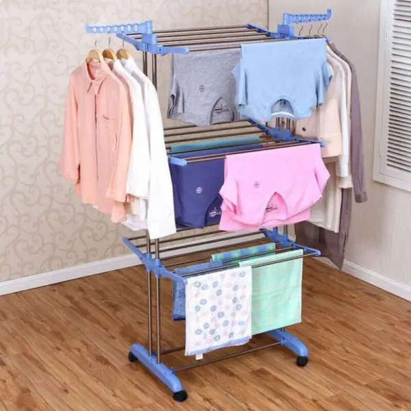 Multi-Tier Foldable Garment Drying Rack with Wheels