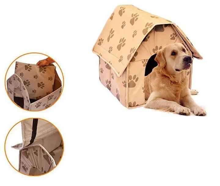 Переносний м'який будиночок-будка для собак Portable Dog House, бежевий