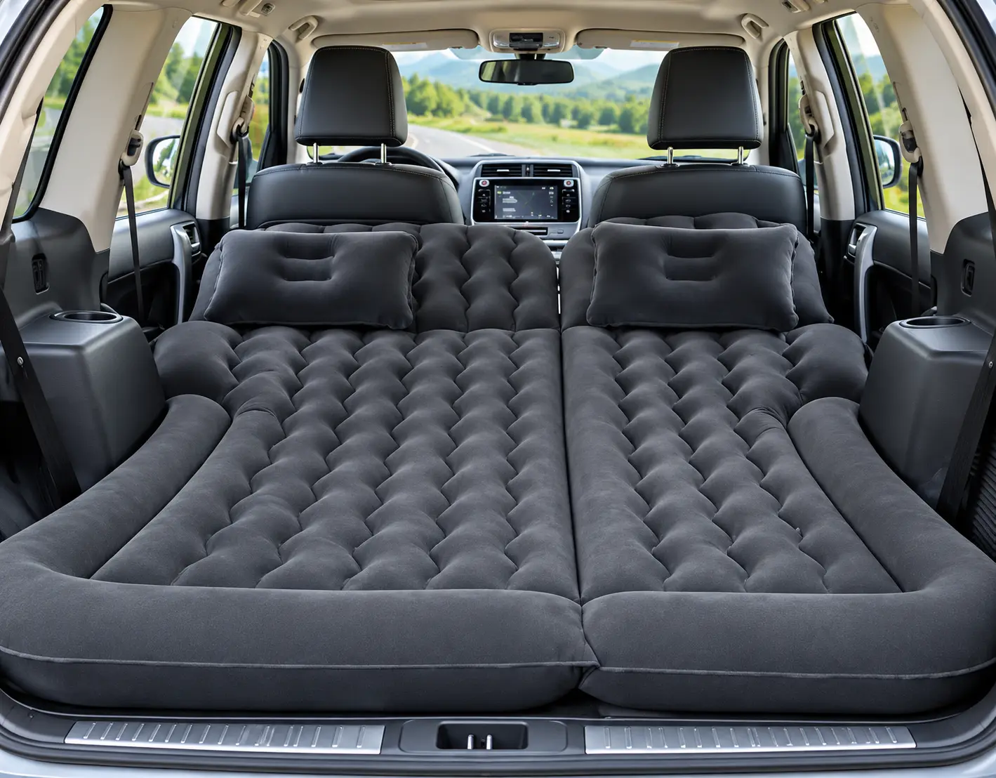Car inflatable mattress 173x130 cm with 2 pillows and pump