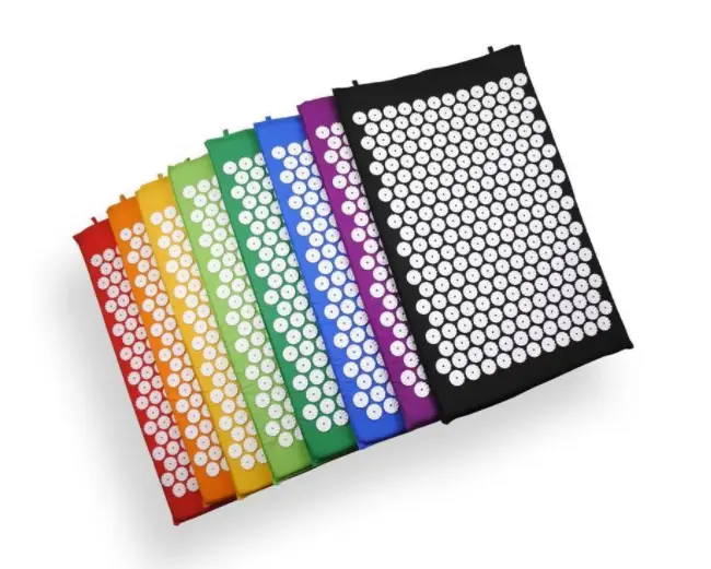 Масажний ортопедичний килимок з подушкою Acupressure Mat, фіолетовий, 65х41 см