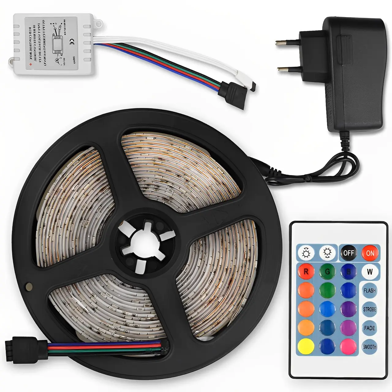 Светодиодная лента RGB 2835, 5м, с контроллером и блоком питания